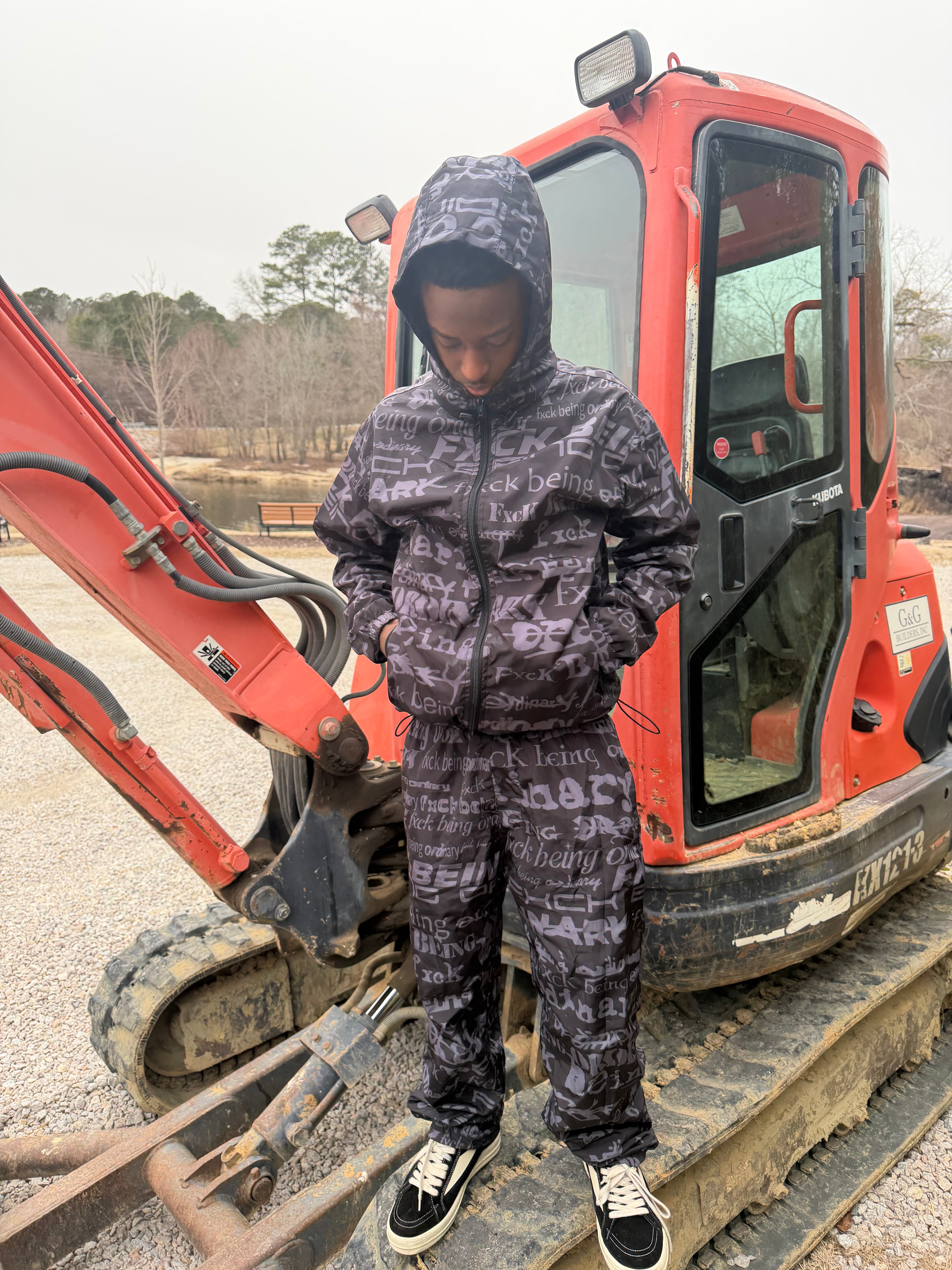 Black windbreaker pants