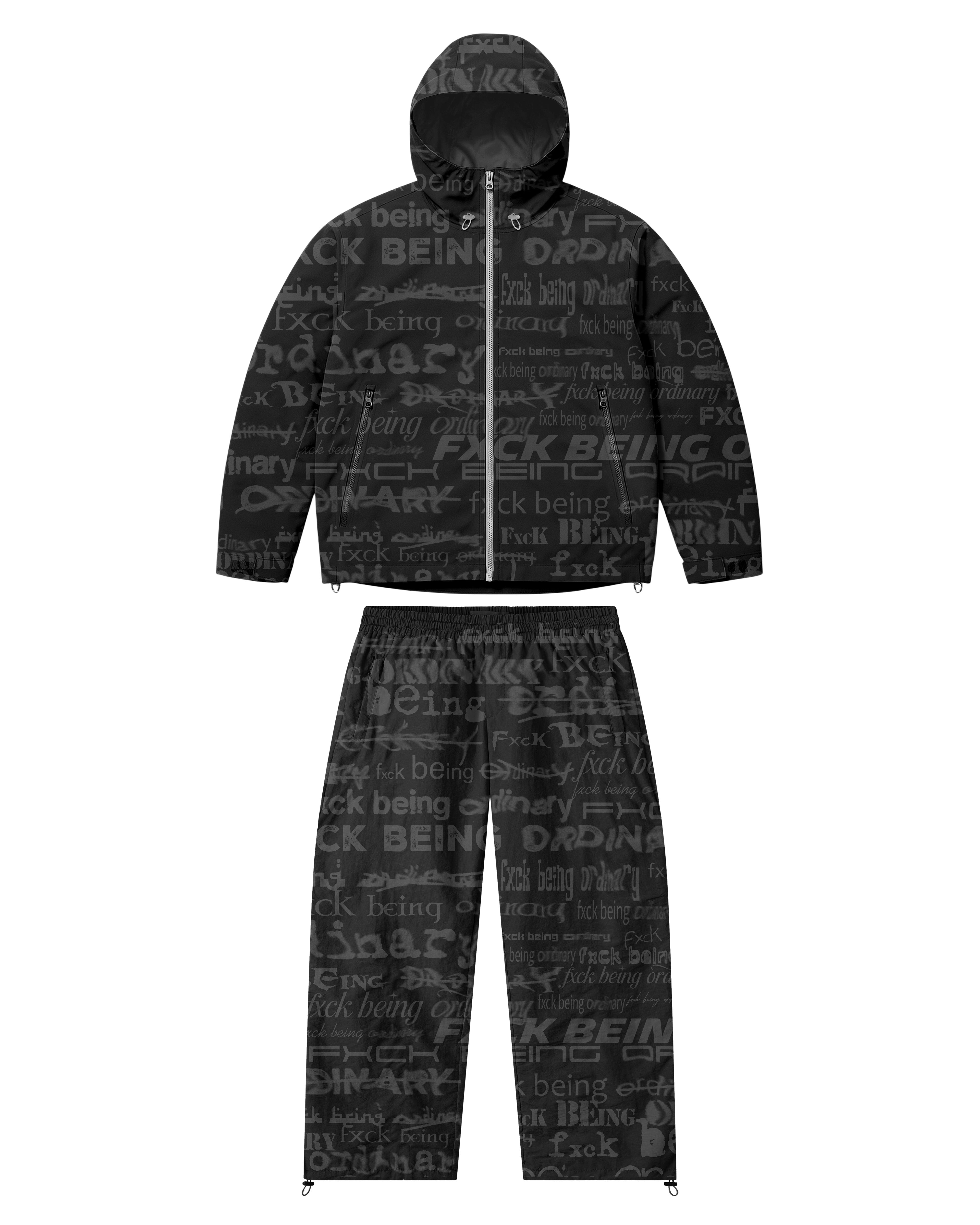 Black windbreaker set